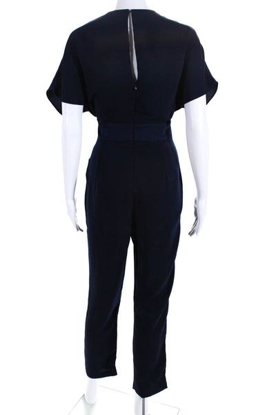 Adelyn Rae Women's Short Sleeve V Neck Jumpsuit Navy Size M
