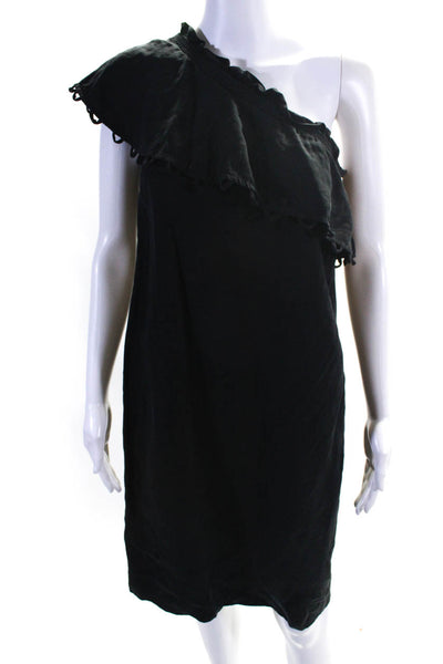 A Piece Apart Women's Linen Blend One Shoulder Midi Dress Black Size 4