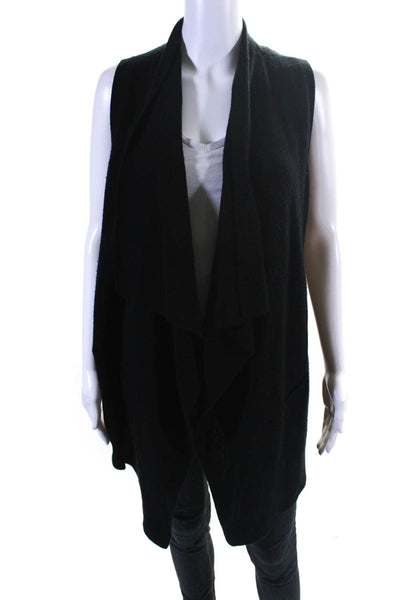 Vince Women's Cashmere Wool Blend Sleeveless Open Front Cardigan Black Size XS
