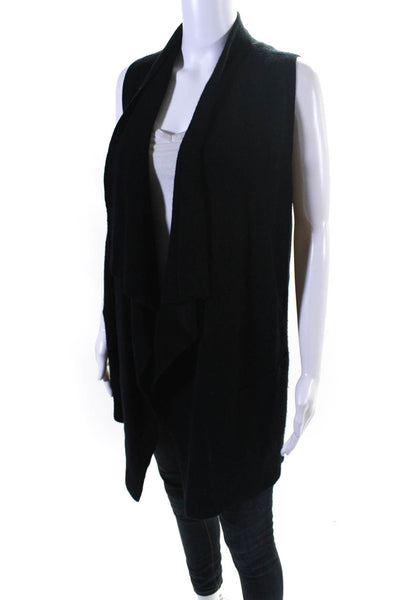 Vince Women's Cashmere Wool Blend Sleeveless Open Front Cardigan Black Size XS