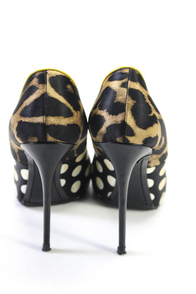 Giuseppe Zanotti Design Womens Mixed Print Peep Toe Heels Black Size 9.5