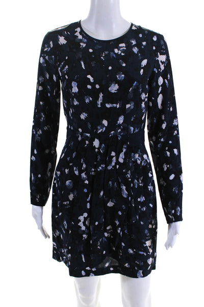 Club Monaco Women's Printed Long Sleeve Sheath Dress Blue Size 0