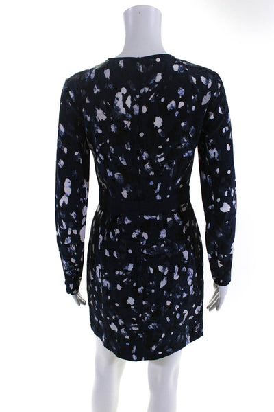 Club Monaco Women's Printed Long Sleeve Sheath Dress Blue Size 0