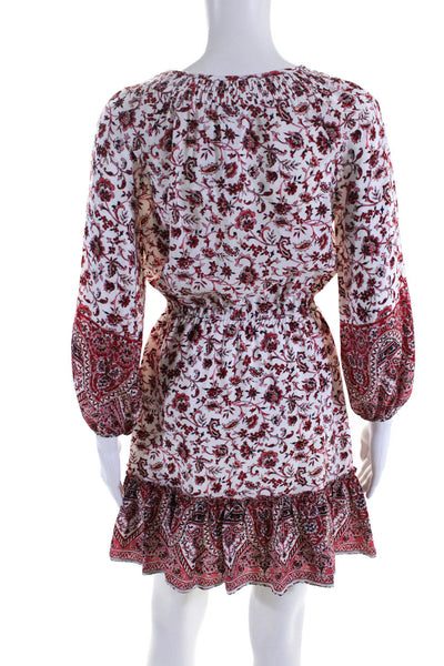 Shoshanna Women's 3/4 Sleeve Floral A Line Mini Dress Red White Size 0