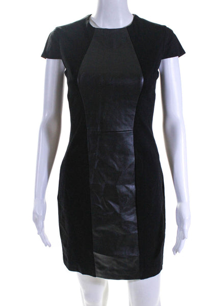 Cynthia Steffe Women's Cap Sleeve Knee Length Sheath Dress Black Size 2