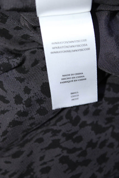 Rails Women's Long Sleeve Animal Print Ruffle Blouse Gray Size S