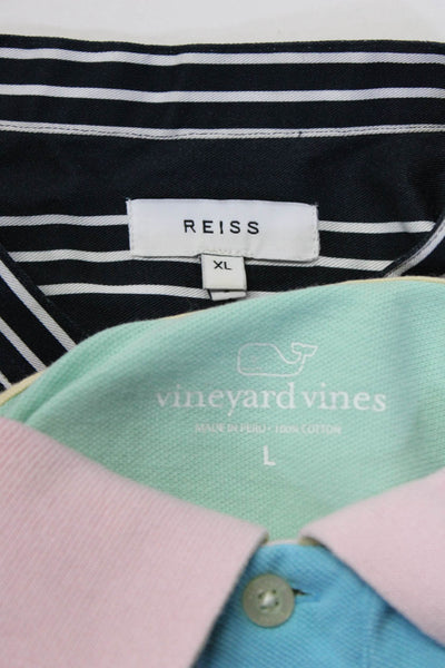 Reiss Vineyard Vines Men's Printed Button Down Shirts Blue Pink Size L XL Lot 2