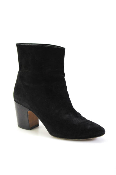 Vince Womens Round Toe Block Heel Ankle Boots Black Suede Size 38 8