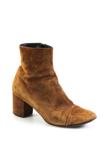 Barneys New York Womens Round Toe Block Heel Ankle Boots Brown Suede 38.5 8.5