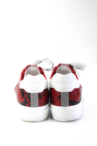 Rag & Bone Womens Lace Up Snakeskin Low Top Sneakers Red White Size 36