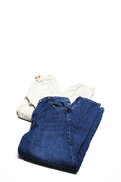 Zara Womens Paper Bag Waist Twill Pants Tapered Jeans Size 6 Lot 2
