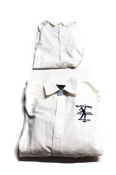 Ralph Lauren Blue Label Boys Cotton Button Up Shirts White Size 14-16 10 Lot 2