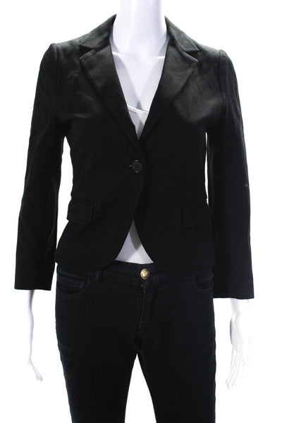 Theory Womens Long Sleeved Collared One Button Blazer Suit Jacket Black Size 10