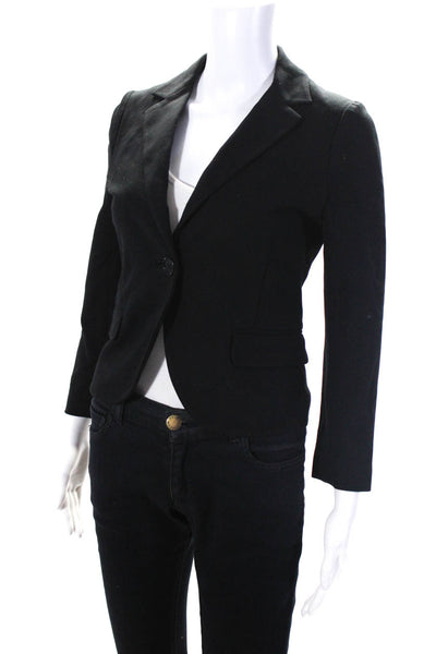 Theory Womens Long Sleeved Collared One Button Blazer Suit Jacket Black Size 10