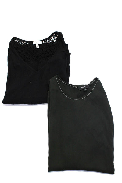 Theory Joie Womens 100% Silk Sleeveless Tank Blouses Green Black Size S Lot 2