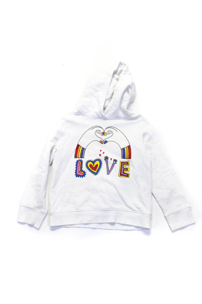Stella McCartney Kids Girls Pullover Love Hoodie Sweater White Cotton Size 8