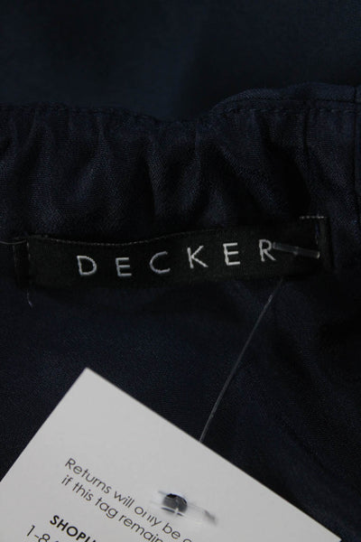 Decker Women's Cotton Blend Strapless Peplum Blouse Navy Size S