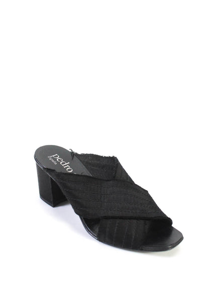 Pedro Garcia Women's Open Toe Block Heel Mule Sandals Black Size 37.5
