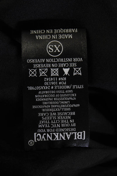Blank NYC Women's Star Print Faux Leather Asymmetric Zip Jacket Black Size XS