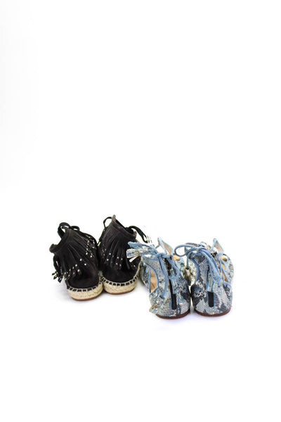 Zara Women's Lace Up Sandals Espadrille Shoes Blue Black Size 37 Lot 2