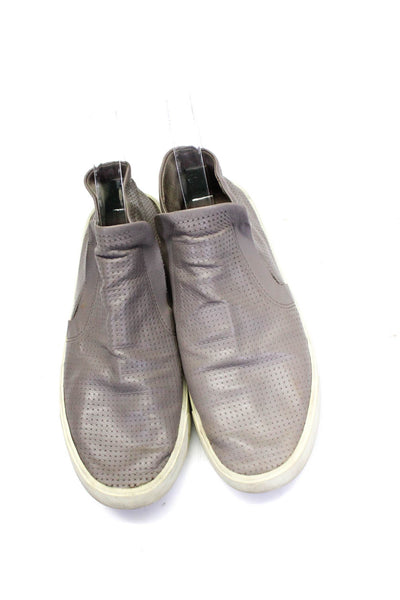 Vince Women's Leather Round Toe Slip On Shoes Gray Size 6.5