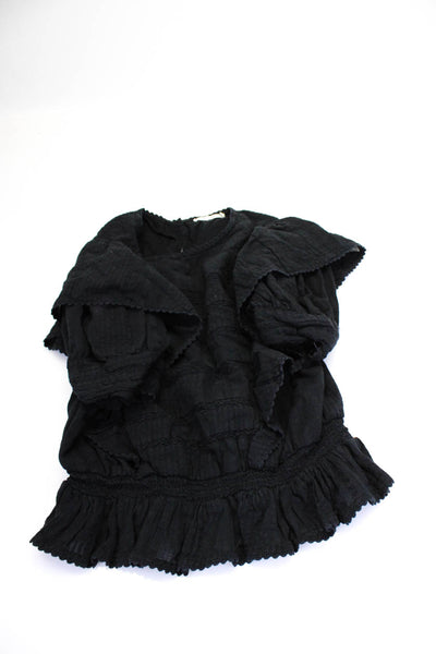 Tularosa Designer Women's Ruffle Trim Short Sleeve Blouse Black Size S, Lot 2