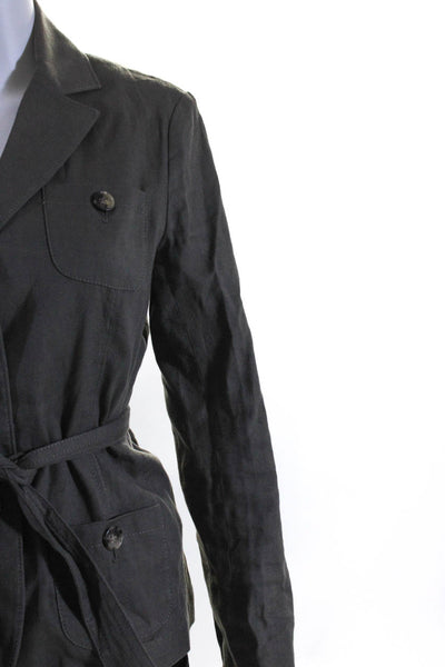 Theory Women's Linen Long Sleeve Three-Button Blazer Jacket Gray Size 6