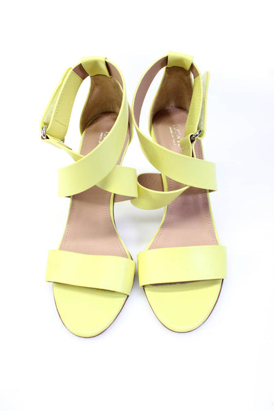 Lewit Womens Leather Open Toe Strappy High Heel Sandals Yellow Size 5.5US 35.5EU