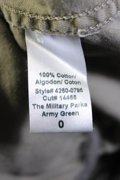 Current/Elliott Womens 'The Military Parka' Oversized Jacket Army Green Size 0