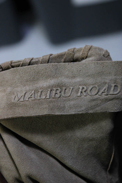Malibu Road Womens Leather Tassel Trim Long Sleeve Jacket Olive Size S