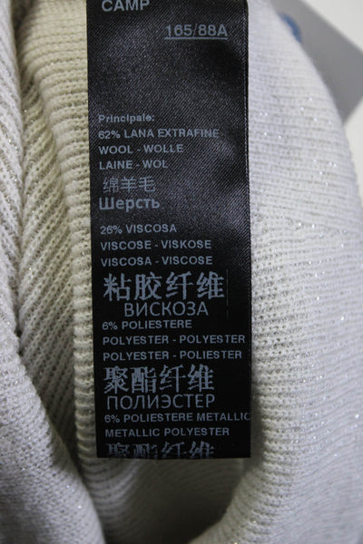 D Exterior Womens Pullover Metallic Knit High Neck Sweatshirt Gray Wool Small
