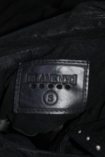 BLANKNYC Womens Suede Studded Biker Jacket Black Size Small