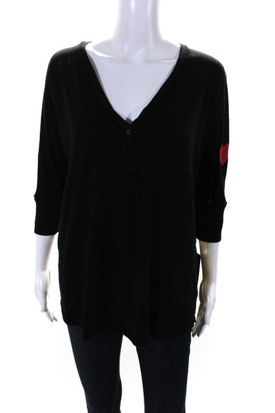 Michael Lauren Women's V-Neck Long Sleeves Blouse Black Size M