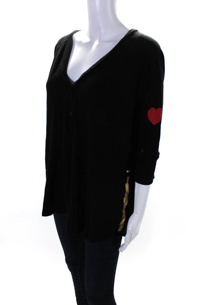 Michael Lauren Women's V-Neck Long Sleeves Blouse Black Size M