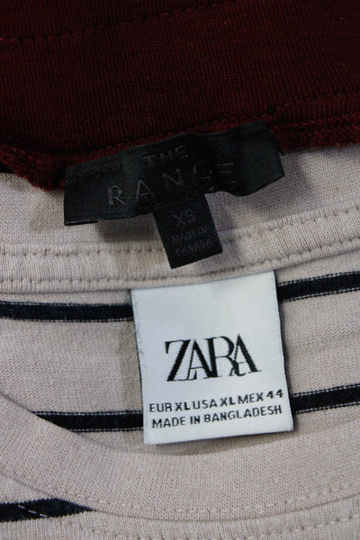 Zara Womens Striped Tee Shirt Jogger Pants Brown Red Size XS XL Lot 2