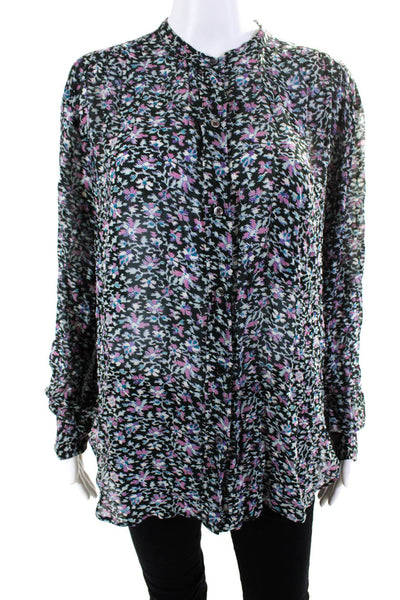 Etoile Isabel Marant Womens Floral Print Round Neck Blouse Top Green Size 40 L