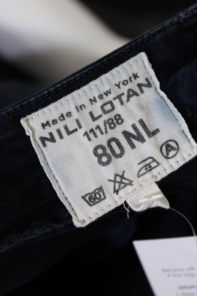 Nili Lotan Womens Cotton Hook + Bar Closure Mid Rise Tapered Pants Navy Size 4