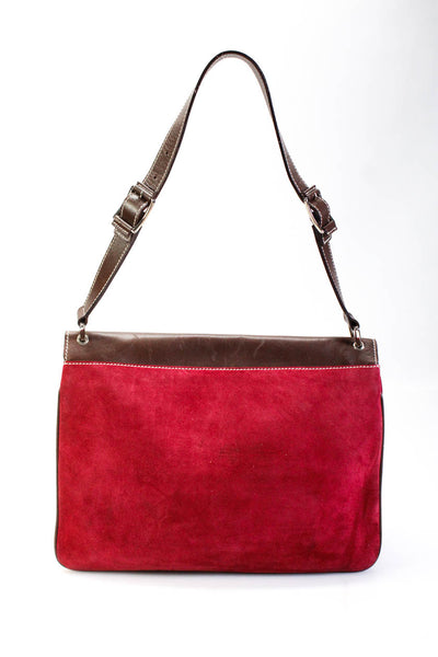 Lambertson Truex Womens Single Strap Flap Bi Color Shoulder Handbag Pink Brown