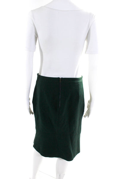 BCBGMAXAZRIA Womens Asymmetrical Hem Knee Length Taylon Skirt Dark Green Size 8