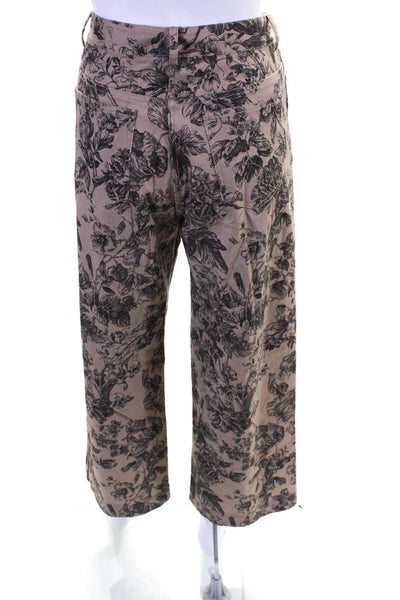Adam Lippes Womens Mid Rise Floral Print Straight Crop Jeans Pants Brown Size 6