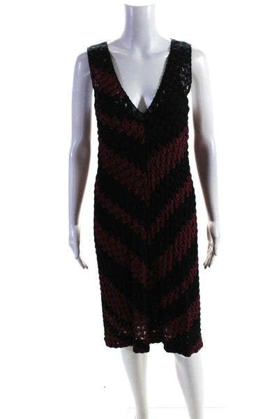 Missoni Orange Label Womens Chevron Sweater Dress Twinset Pink Black IT 40 42