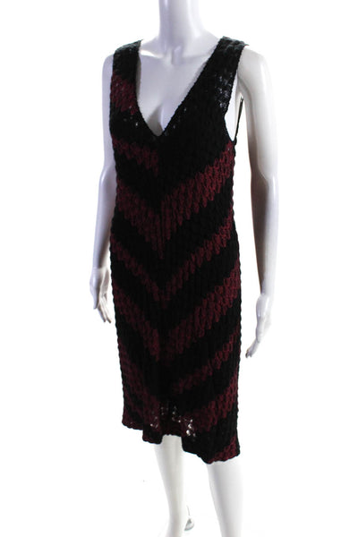 Missoni Orange Label Womens Chevron Sweater Dress Twinset Pink Black IT 40 42