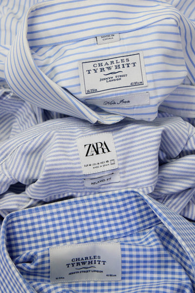 Zara Men's Collar Long Sleeves Button Down Stripe Shirt Size M Lot 3