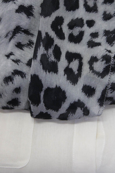 Babaton Women's V-Neck Sleeveless Ruffle Blouse Animal Print Size S Lot 2