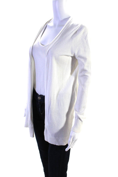 525 America Womens Knit Split Hem Long Sleeve Cardigan Sweater White Size XS