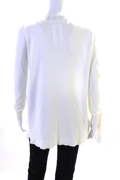 525 America Womens Knit Split Hem Long Sleeve Cardigan Sweater White Size XS