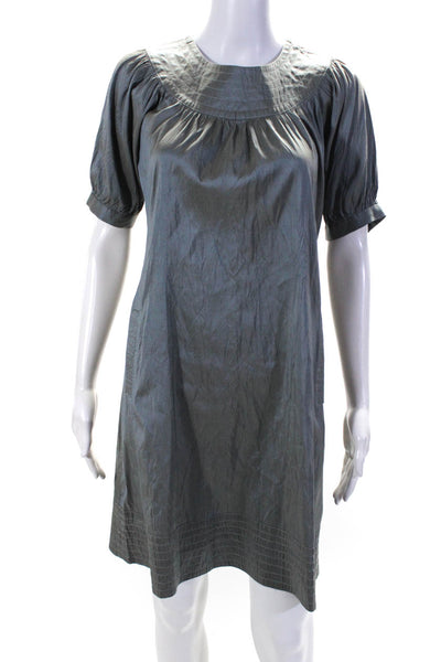 Calypso Saint Barth Womens Silk Short Sleeves Dress Gray Size Small