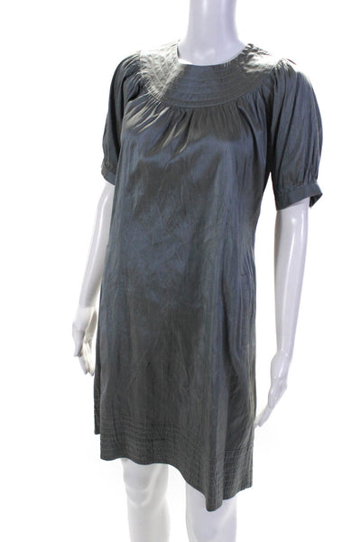 Calypso Saint Barth Womens Silk Short Sleeves Dress Gray Size Small