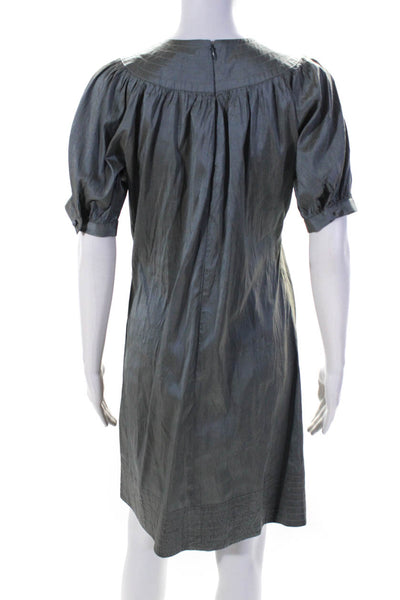 Calypso Saint Barth Womens Silk Short Sleeves Dress Gray Size Small