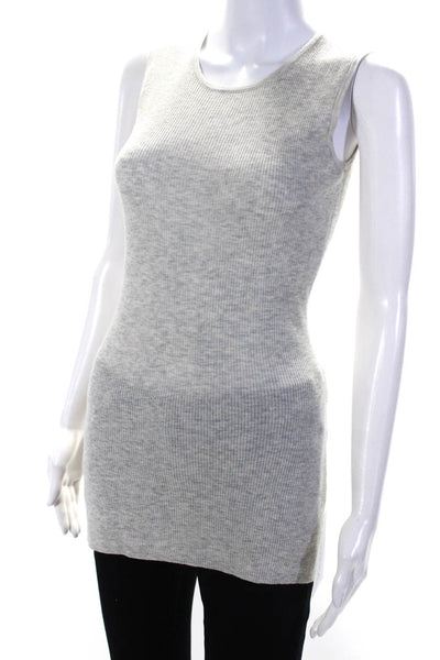 Jarbo Womens Ribbed Crew Neck Shell Sweater Gray Wool Size EUR 34